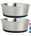 Gorilla Grip Stainless Steel Metal Dog Bowl Set of 2, Rubber Base, Heavy Duty, Rust Resistant, Food Grade BPA Free, Less Sliding, Quiet Pet Bowls for Cats and Dogs, Dry and Wet Foods, 3 Cups, Black