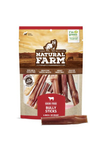 Natural Farm Odor Free Bully Sticks (4 Inch, 10 Pack) for Small & Medium Dogs - 100% Beef Chews for Pups, Non-GMO, Grain-Free, Fully Digestible Long Lasting Dog Treats