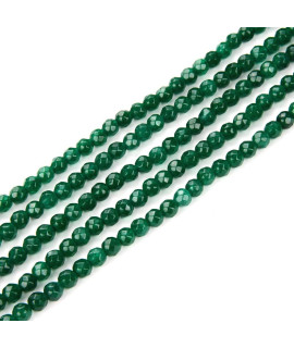 2 Strands Adabele Natural Emerald green Jade Healing gemstone 8mm (031 Inch) Faceted Round Spacer Stone Beads (88-92pcs) for Jewelry craft Making gH-F10