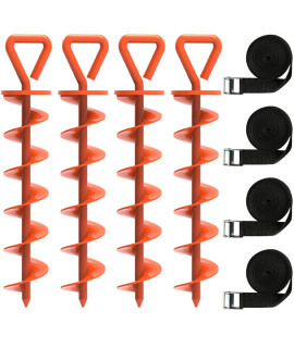 Eurmax USA Trampoline Stakes Heavy Duty Trampoline Parts Steel Stakes Anchor Kit for Trampolines Canopy Anchor Dog Tie Out Stakes -Set of 4 Bonus 4 Strong Belt