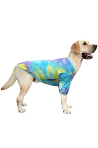 PriPre Tie Dye Dog clothes for Large Dogs Small Medium Breathable cotton Dog Shirt Dog Pajamas Big Dogs Boy girl S, Blue Tiedye