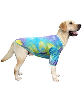 PriPre Tie Dye Dog clothes for Large Dogs Small Medium Breathable cotton Dog Shirt Dog Pajamas Big Dogs Boy girl S, Blue Tiedye