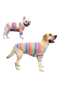 PriPre Dog clothes for Large Dogs Striped Breathable cotton Dog Pajamas Big Dogs Shirts Boy girl S,Pink Stripe