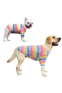 PriPre Dog clothes for Large Dogs Striped Breathable cotton Dog Pajamas Big Dogs Shirts Boy girl XL,Pink Stripe