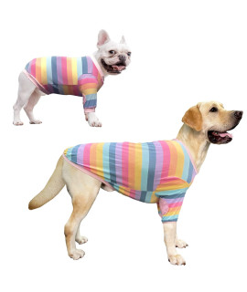 PriPre Dog clothes for Large Dogs Striped Breathable cotton Dog Pajamas Big Dogs Shirts Boy girl XL,Pink Stripe