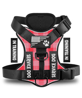 Demigreat Service Dog Harness, Reflective Dog Vest Harness with 5 PCS Patches, Adjustable Soft Oxford Pet Harness, Inner Layer Mesh, Easy to Control for Dogs