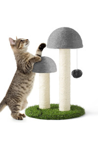 DONORO 18 Cat Scratching Posts for Indoor Cats Featuring with 2 Mushroom Scratch Poles and Interactive Dangling Ball, Sisal Rope Cat Scratcher Tree for Small Cat Kitten