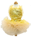 MaruPet Fashion Sweet Puppy Dog Blingbling Princess Skirt Pet Dog Lace cake camisole Tutu Dress golden XL