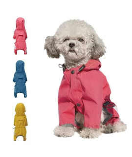 Cosibell Waterproof Puppy Dog Raincoats with Hood for Small Medium Dogs,Four-Leg Design with Reflective Strap, Lightweight Jacket with Leash Hole(L, Pink)
