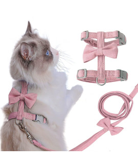 Cat Harness and Leash for Walking Escape Proof, Cat Vest Harness and Leash Ddzmz Soft Mesh Breathable Adjustable Pets Vest Harnesses for Cat Pink Color L Size for Pets Cats Kitten Puppy Rabbit Ferret