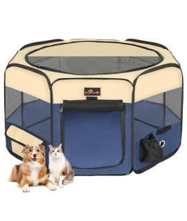 Aivituvin Pet Playpen, Large 59 Portable Foldable Dog Playpen Pet Tent, Puppy Playpen Indoor/Outdoor Use with Carrying Case, Play Pens with Water-Resistant and Removable Shade Cover