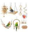 Parrot Toys Swing Hanging,18 Pieces Bird Cage Accessories Toy Perch Ladder Chewing Hammock for Parakeets,Cockatiels,Lovebirds,Conures,Budgie,Macaws,Lovebirds,Finches and Other Small Pets
