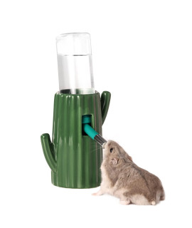 BUCATSTATE Cactus Ceramic Leakproof Hamster Water Bottle Guinea Pig Water Bottles Rabbit Water Bottle with Holder Water Feeder for Small Animals