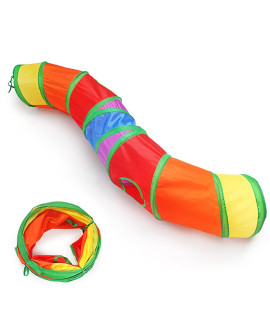 Nextpro cat Tunnel, S Shape Rainbow color cat Toy Play Tunnel 120cm36 inch Bed cat crinkle Toys for Indoor Kitten, Interactive cat Teasing Toys