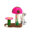 Sasapet Cat Scratching Post, Mushroom Claw Scratcher Small Cat Tree House Traning Interactive Toys for Indoor Kittens, Cats(Pink)