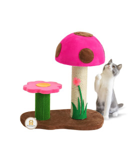 Sasapet Cat Scratching Post, Mushroom Claw Scratcher Small Cat Tree House Traning Interactive Toys for Indoor Kittens, Cats(Pink)