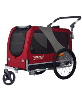 Doggyhut Premium Pet Bike Trailer & Stroller for Small,Medium or Large Dogs,Bicycle Trailer for Dogs Up to 100 Lbs (Red, XL)