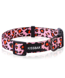 KISSBAK Dog Collar for Small Dogs - Special Design Cute Girl Dog Pet Collar Soft Adjustable Fancy Floral Girl Puppy Dog Collars (S, Pink Leopard)