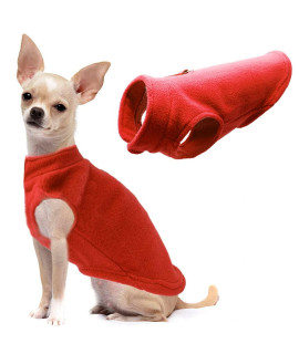 Dog Fleece Vest Soft Winter Jacket Sweater with D-Ring Leash Cold Weather Coat Hoodie for Small Medium Large Dogs Red Large