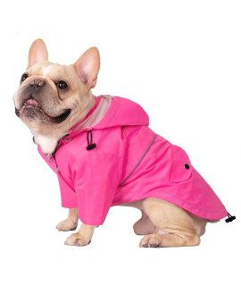 HDE Dog Raincoat Double Layer Zip Rain Jacket with Hood for Small to Large Dogs Pink - S