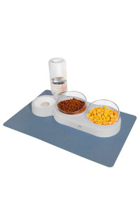 Marchul Gravity Water and Food Bowls Cat, Elevated Cat Bowls, Cat Food Bowl, Cat Dog Tilted Water and Food Bowl Set, Triple Cat Bowl with Wet and Dry Food Bowl for Cat & Small Dog