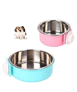 crate Dog Bowl,Removable Stainless Steel Water Food Feeder Bowls crate coop cup,Pet cage Bowls with Bolt Holder for cat, Puppy, Birds, Rats, Rabbits,guinea Pigs ,Small Animals