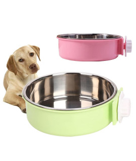 Crate Dog Bowl,Removable Stainless Steel Water Food Feeder Bowls Crate Coop Cup,Pet Cage Bowls with Bolt Holder for Cat, Puppy, Birds, Rats, Rabbits,Guinea Pigs ,Small Animals