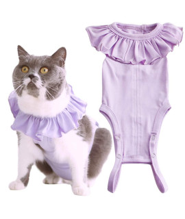 Cat Recovery Suit for Abdominal Wounds and Skin Diseases,Breathable Surgical Recovery Shirt After Surgery Wear Anti Licking Wounds,E-Collar Alternative for Female Cats Kitten(RSC01-purple-m)