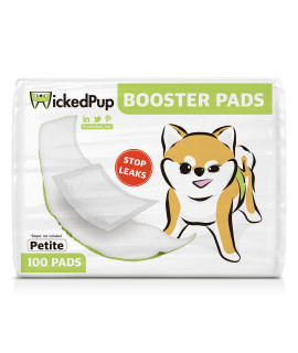 WICKEDPUP Dog Diaper Liners Booster Pads for Male and Female Dogs, 100ct Disposable Diaper Inserts fit Most Reusable Pet Belly Bands, Wraps, and Washable Period Panties
