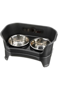 Neater Feeder Express Elevated Dog Bowls by Neater Pet Brands - Dog Bowls with Stand - Stainless Steel Food and Water Bowls - Raised Dog Bowl Set for Medium to Large Dogs, Midnight Black