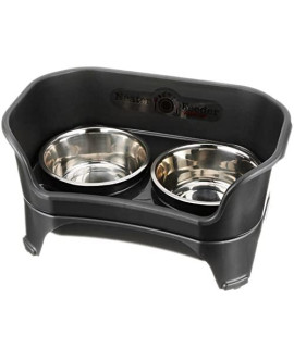 Neater Feeder Express Elevated Dog Bowls by Neater Pet Brands - Dog Bowls with Stand - Stainless Steel Food and Water Bowls - Raised Dog Bowl Set for Medium to Large Dogs, Midnight Black