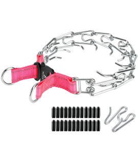 DEYACE Prong Collar for Dogs, Adjustable Quick-Release Metal Buckle Pinch Collar for Dogs, Stainless Steel Choker Collar (M/Neck Girth 14.5-18.6, Pink)