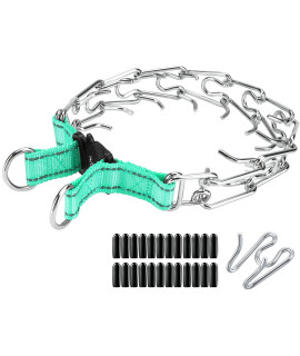 DEYACE Prong Collar for Dogs, Adjustable Quick-Release Metal Buckle Pinch Collar for Dogs, Stainless Steel Choker Collar (L/Neck Girth 16.9-22.2, Teal)
