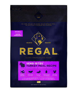 Regal Pet Foods Adult Sensi Bites Turkey Meal Recipe - All Natural, Limited Ingredient Dry Dog Food for All Breeds and Sizes of All Life Stages - Made in The USA, 26 LB Bag
