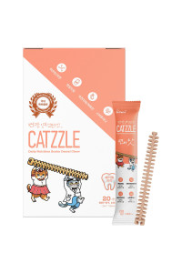 DR.PETRA CATZZLE Cat Treats, Dental Chews for Indoor Cats, Cat Teeth Cleaning, Dental Care Snacks - Hairball Control (Salmon Flavor), 20 Sticks (5 oz.)