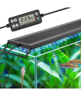 hygger Auto On Off LED Aquarium Light, Full Spectrum Fish Tank Light with LCD Monitor, 24/7 Lighting Cycle, 7 Colors, Adjustable Timer, IP68 Waterproof, 3 Modes for 36-42 Freshwater Planted Tank