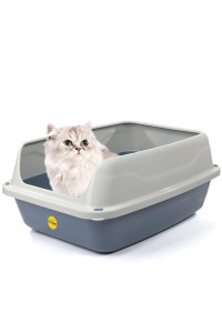 Open grey cat Litter Tray High Sided Pan Toilet Box Medium or Big catcentre