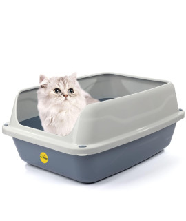 Open grey cat Litter Tray High Sided Pan Toilet Box Medium or Big catcentre