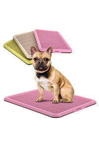 BANU Puppy Pee Pad Holder Indoor Outdoor Dog Potty Toilet Training Tray 20 x 16 for Small and Medium Dogs (Pink)