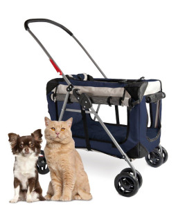Pet Stroller and Carrier - Premium Cat & Dog Stroller with Detachable Wheels - Cat Stroller for Medium to Large Sized Pets with Carrier Locking Zippers, Shoulder Straps & Seat Belt Lock
