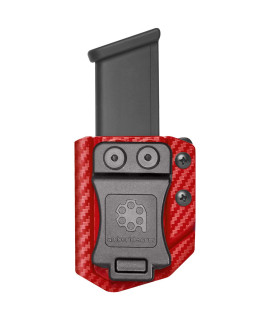 Universal Mag carrier IWBOWB Magazine Holster Fit: 9mm40 Double Stack - 9mm40 Single Stack - 45AcP Double Stack - 45AcP Single Stack (Blood Red carbon Fiber, 45AcP Single Stack Mag carrier)
