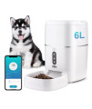 HBN Automatic Cat Feeder with Alexa, 6L Smart Pet Feeder for Cats and Dogs, 2.4G Wi-Fi Enabled Timed Dry Food Dispenser with App Control and Voice Recorder, Up to 30 Meals Per Day, (6L/25Cup)