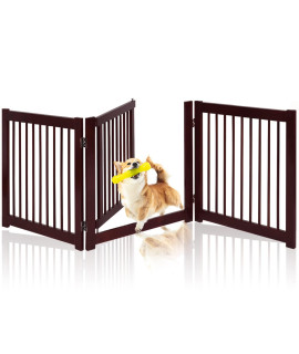 HAPPAWS Extra Wide Walk Through Pet Gate with Door, 3- Panel 24 inch High Wooden Puppy Playpen, Folding Indoor Dog Enclosure Room Divider for House, Stairs, Doorway