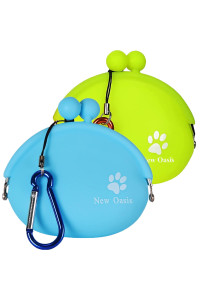 New Oasis Dog Treat Pouch, Big Silicone Dog Treat Pouch Reusable, Dog Training Treat Pouch Portable Treat Pouches for Pet Training Dog Pouch for Training Coin Purse Key Case, Blue and Green