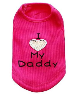 Cat Clothes Dog Shirts I Love My Mom Dad Daddy Clothes Pattern Costume Cute Heart Vest Small Dogs Puppy T-Shirt, XS