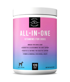 All-in-One Dog Vitamins & Supplements - Dog Multivitamin Supplement for Joint Support, Digestion, Skin, & Coat - Plus Omega-3, 6, 9 - Ultimate Daily Vitamin for Dogs - Made in USA, 120 Soft Chews