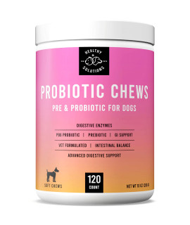 Probiotics for Dogs - Dog Probiotic Chews and Digestive Enzymes - Vet Strength Pet Supplement with Prebiotic for Digestion Support, Gut Health, Allergies, Itchy Skin - 120 Soft Chews Made in USA