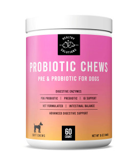 Probiotics for Dogs - Dog Probiotic Chews and Digestive Enzymes - Vet Strength Pet Supplement with Prebiotic for Digestion Support, Gut Health, Allergies, Itchy Skin - 60 Soft Chews Made in USA