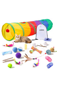 PAOPO Cat Tunnel for Indoor Cats,Extra Large Cat Tunnel,Cat Tube Tunnel Cat Tunnel Toys Cat Tunnel Tube for All Cat Play and Rest (Rainbow2Way+Toy)