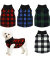 Qesonoo Fleece Vest Dog Sweater Set of 4 Buffalo Plaid Dog Pullover Warm Jacket Winter Pet clothes with Leash Ring for Small Dog cat (X-Large)